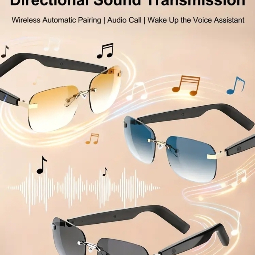 Smart Audio Glasses with Black and Gold Frame